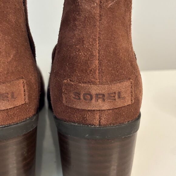 Sorel Women Cate Cut Out Bootie Ankle Boot Block Heel Round Toe Brown Size 8 - Picture 5 of 8